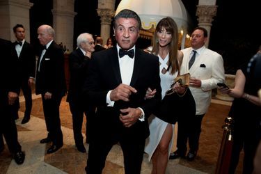 Sylvester Stallone et sa femme Jennifer Flavin à la soirée du Nouvel An de Donald Trump, le 31 décembre 2016 à Mar-a-Lago.