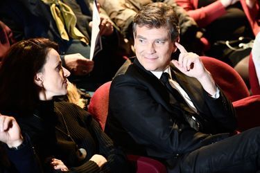 Arnaud Montebourg et Aurélie Filippetti lors d'une rencontre avec des acteurs culturels à la Maison de la Poésie à Paris.