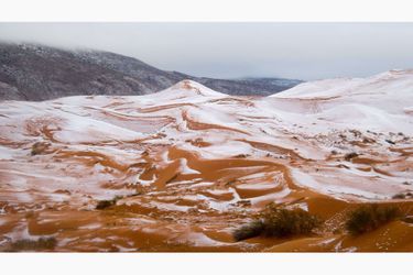 Chute de neige sur le Sahara à Aïn Sefra, en Algérie, le 19 décembre 2016.