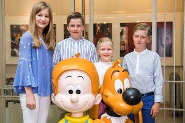 La princesse Elisabeth avec sa soeur et ses frères au Centre belge de la Bande dessinée, à Bruxelles le 19 juillet 2016