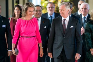 La reine Mathilde et le roi Philippe de Belgique au Palais de Laeken à Bruxelles, le 26 octobre 2016