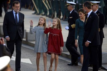 Les princesses Sofia et Leonor avec la reine Letizia et le roi Felipe VI d&#039;Espagne et le Premier ministre espagnol Mariano Rajoy à Madrid, le 17 novembre 2016