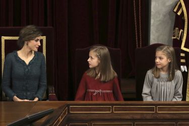 La reine Letizia d&#039;Espagne et les princesses Leonor et Sofia à Madrid, le 17 novembre 2016