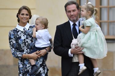La princesse Madeleine de Suède et Christopher O'Neill avec leurs enfants à Stockholm, le 9 septembre 2016