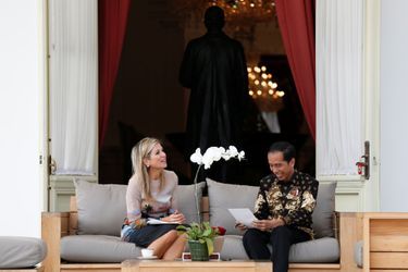 La reine Maxima des Pays-Bas avec le président indonésien Joko Widodo à Jakarta, le 1er septembre 2016