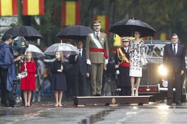 La famille royale d'Espagne lors de la Fête nationale à Madrid, le 12 octobre 2016