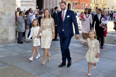 La princesse Margarita de Bourbon de Parme et son époux Tjalling Ten Cate avec leurs filles Julia et Paola à Parme, le 25 septembre 2016