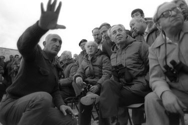 Yitzhak Navon, Shimon Peres, Yitzhak Rabin et Moshe Levy, le 4 décembre 1985.
