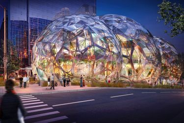 Illustration 3D des sphères Amazon à Seattle