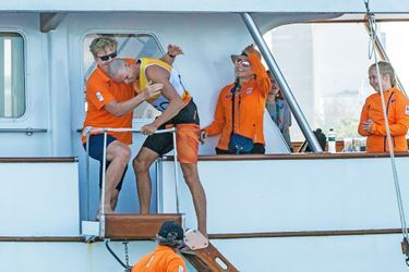 La famille royale des Pays-Bas avec Dorian van Rijsselberghe aux JO de Rio, le 14 août 2016