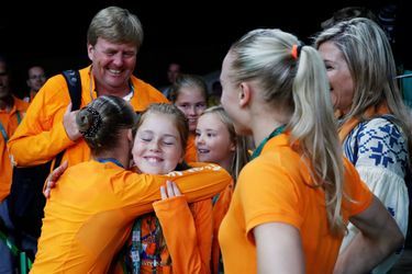 La famille royale des Pays-Bas félicite Sanne Wevers aux JO de Rio, le 15 août 2016