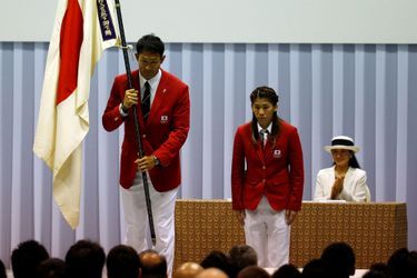 La princesse Masako du Japon a assisté avec son époux le prince Naruhito à une cérémonie à Tokyo en prélude aux Jeux olympiques de Rio<br />
, ce dimanche 3 juillet.