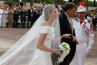 La princesse Charlène de Monaco avec son père, à Monaco le 2  juillet 2011