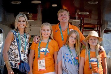 La reine Maxima et le roi Willem-Alexander des Pays-Bas avec leurs filles aux JO de Rio, le 14 août 2016