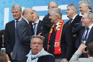 Le roi Philippe de Belgique avec Alain Juppé au stade de Bordeaux, le 18 juin 2016