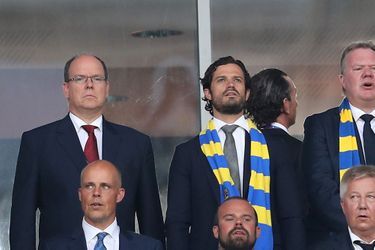 Les princes Albert II de Monaco et Carl Philip de Suède à l’Allianz Riviera à Nice, le 22 juin 2016