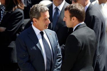 Nicolas Sarkozy et Emmanuel Macron aux Invalides, pour l&#039;hommage national rendu à Michel Rocard.