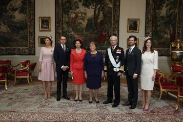 La famille royale de Suède avec Michelle Bachelet à Stockholm, le 10 mai 2016