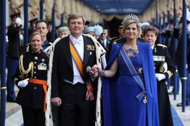 La reine Maxima des Pays-Bas avec le roi Willem-Alexander, le 30 avril 2013
