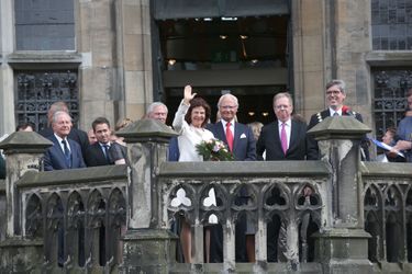 La reine Silvia et le roi Carl XVI Gustaf de Suède à Aix-la-Chapelle, le 11 juillet 2016