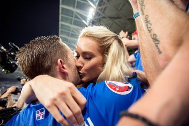 Les joueurs islandais après leur victoire historique