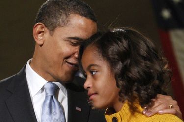 Barack Obama et sa fille Malia, en janvier 2009.