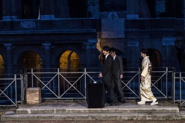 La princesse Kiko et le prince Akishino du Japon au Colisée à Rome, le 11 mai 2016