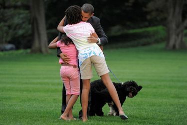 Sasha, Malia et Barack Obama, en septembre 2009.