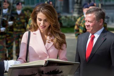La reine Rania et le roi Abdallah II de Jordanie à Bruxelles, le 18 mai 2016