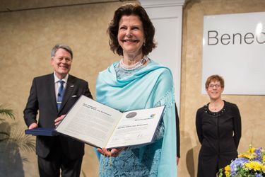 La reine Silvia de Suède reçoit le Benediktpreis à Mönchengladbach, le 24 mai 2016