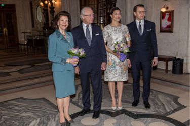 La reine Silvia et le roi Carl XVI Gustaf de Suède avec la princesse Victoria et le prince Daniel à Stockholm, le 29 avril 2016