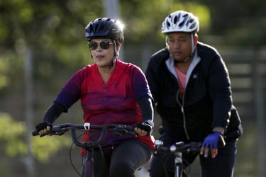 Sortie en vélo pour la présidente Dilma Rousseff, le 17 avril 2016.