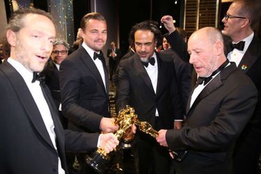 Emmanuel Lubezki, Leonardo DiCaprio, Alejandro G. Inarritu et Chris Jenkins 