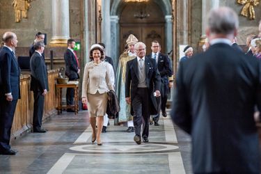 La reine Silvia et le roi Carl XVI Gustaf de Suède à Stockholm, le 22 avril 2016