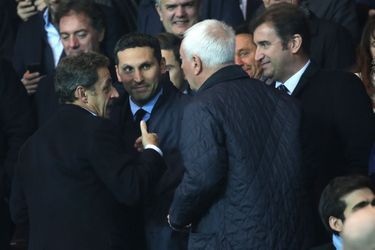 Nicolas Sarkozy et le président du club de football Manchester City, Khaldoon Al Mubarak