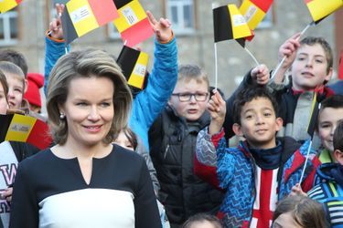 La reine Mathilde de Belgique à l&#039;école Saint-Joseph à Couvin, le 3 février 2016