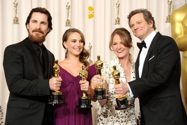 2011 : Christian Bale (&quot;Fighter&quot;), Natalie Portman (&quot;Black Swan&quot;), Melissa Leo (&quot;Fighter&quot;) et Colin Firth (&quot;Le discours d&#039;un roi&quot;)