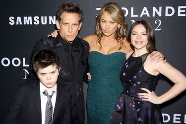 Ben Stiller, Christine Taylor et leurs enfants, Quinlin et Ella, à New York le 9 février 2016
