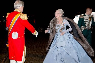 La reine Margrethe II de Danemark au dîner du Nouvel An à Copenhague, le 1er janvier 2016