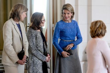 La reine Mathilde de Belgique au château de Laeken, le 3 mars 2016