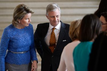 La reine Mathilde et le roi Philippe de Belgique au château de Laeken, le 3 mars 2016
