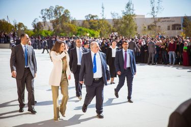 La reine Rania de Jordanie à l'Université hachémite de Zarqa, le 24 février 2016