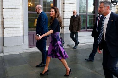 La reine Rania de Jordanie avec le Premier ministre belge à Bruxelles, le 12 janvier 2016