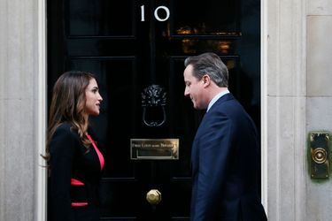 La reine Rania de Jordanie reçue par David Cameron à Londres, le 8 janvier 2016