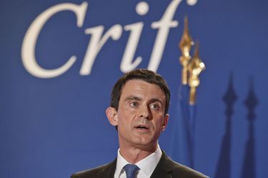 Manuel Valls au dîner annuel du Crif à Paris le 7 mars 2016