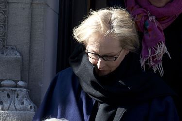 Meryl Streep, émue. Elle fut la partenaire à l&#039;écran de Philip Seymour Hoffman dans l&#039;intense «Doute» en 2008.