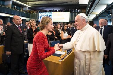 La reine Letizia d’Espagne avec le pape François à Rome, le 20 novembre 2014