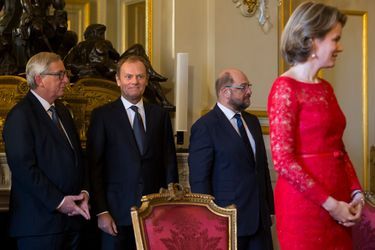 La reine Mathilde de Belgique  au Palais royal à Bruxelles, le 12 janvier 2016