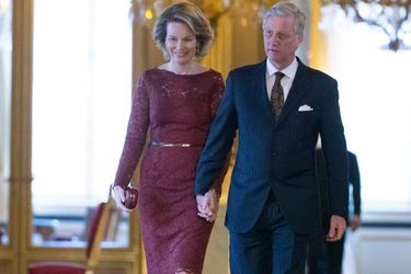 La reine Mathilde de Belgique, avec le roi Philippe, le 29 janvier 2015
