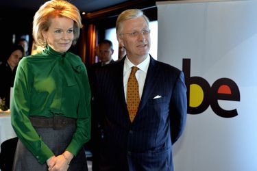 La reine Mathilde et le roi Philippe de Belgique au Forum économique mondial de Davos, le 21 janvier 2016